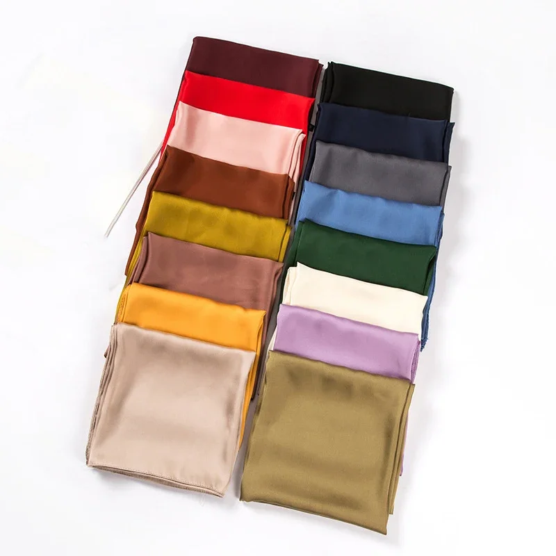 Ascot Neck Scarf - Syal Satin Wanita 70cm Warna Solid