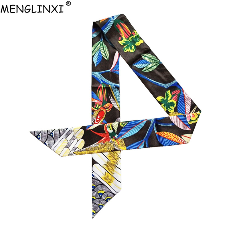 Ascot Neck Scarf - Mewah Merek Hummingbird Cetak Kurus Sutra