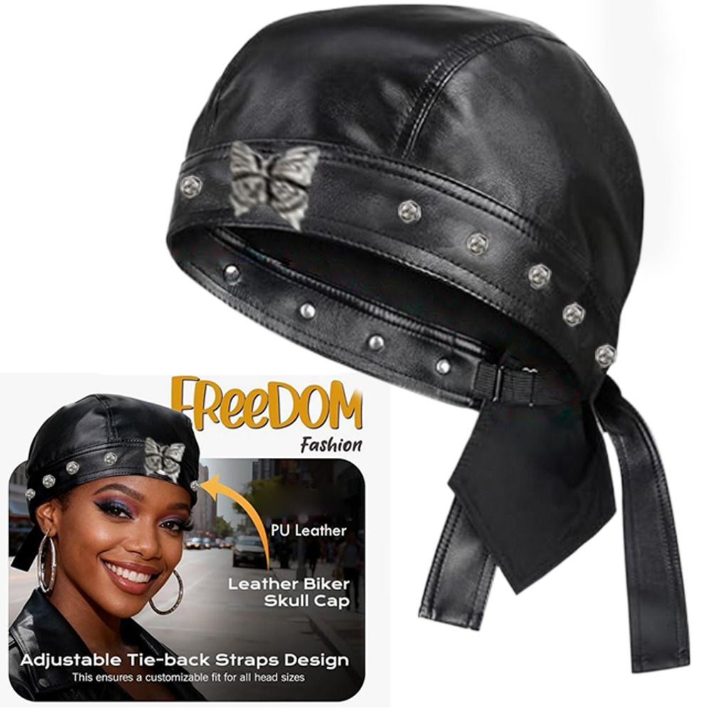 Topi Biker Kulit PU Hitam yang - Bandana Doo Rag ulasan dan harga